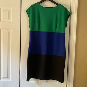 Valerie Bertinelli Women color block Green Blue Black Dress 14